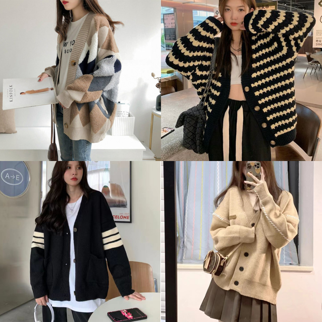 Áo Khoác Cardigan Len Nữ Dáng Rộng Dài Tay 50 Mẫu Thu Đông Madela FreeSize Dày Dặn, Cardigan Len Nữ Form Rộng