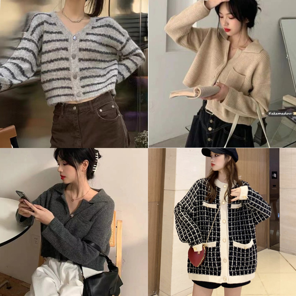 Áo Khoác Cardigan Len Nữ Dáng Rộng Dài Tay 50 Mẫu Thu Đông Madela FreeSize Dày Dặn, Cardigan Len Nữ Form Rộng