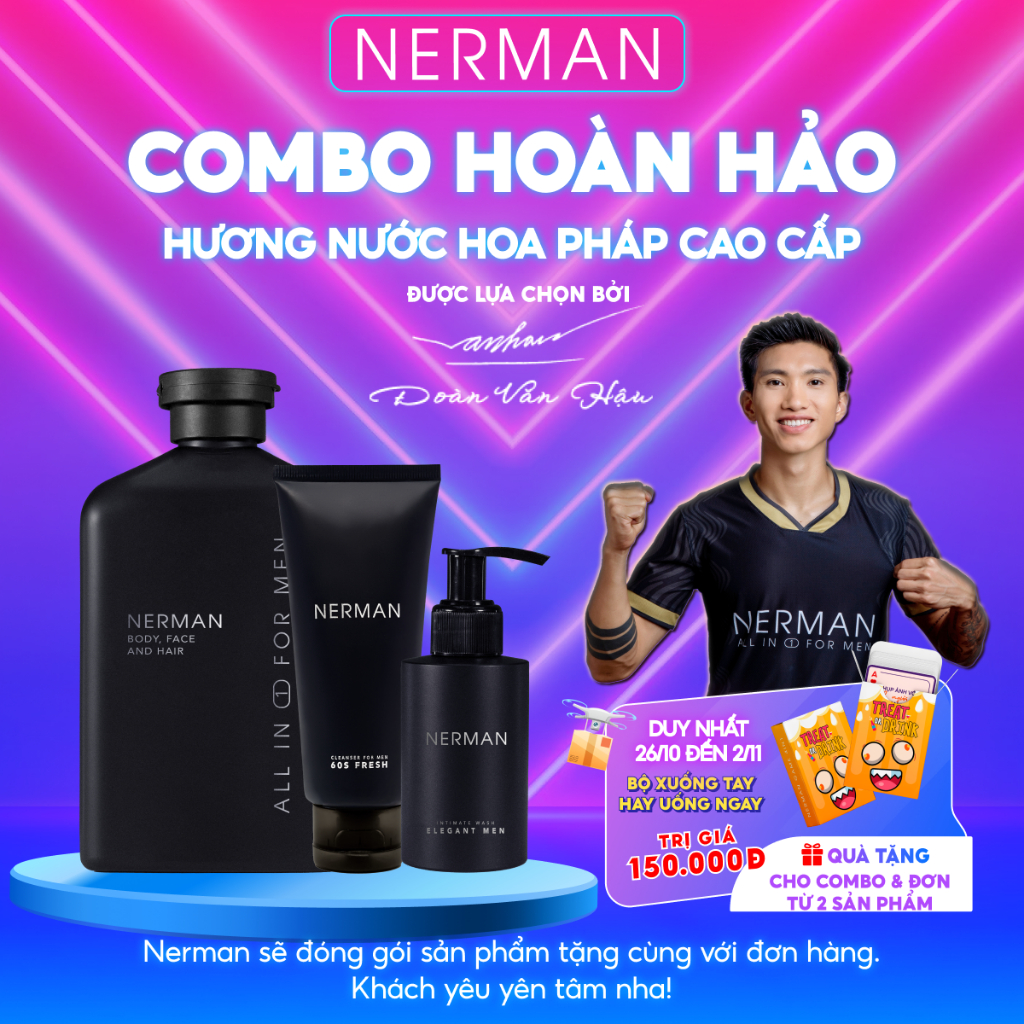 Combo Hoàn Hảo Sữa tắm gội hương nước hoa 350ml & Gel rửa mặt 60S Fresh 100ml & Dung dịch vệ sinh 100ml