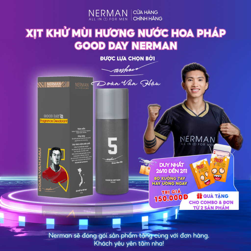 [Mã FMCGNE92 giảm 8% đơn 250K] Xịt khử mùi hương nước hoa Pháp Good Day Nerman 100ml