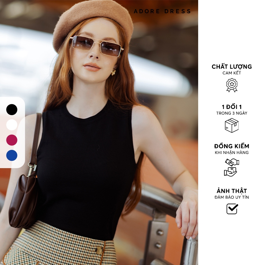 Áo len sát nách Sleeveless sweaters casual style len dệt trơn 4 màu  313KN2002 ADORE DRESS