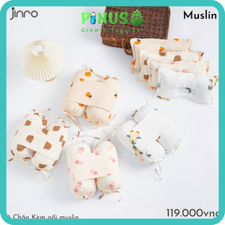 Gối chặn Muslin cho bé sơ sinh, gối chặn họa tiết Hàn Quốc-mẹ bé Pinus