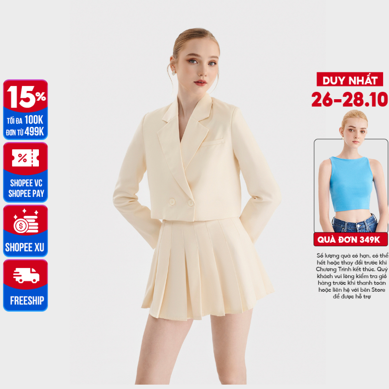 Áo blazer nữ Áo vest croptop nữ MARC FASHION tay dài cài nút cá tính dày dặn trẻ trung CBNH021323