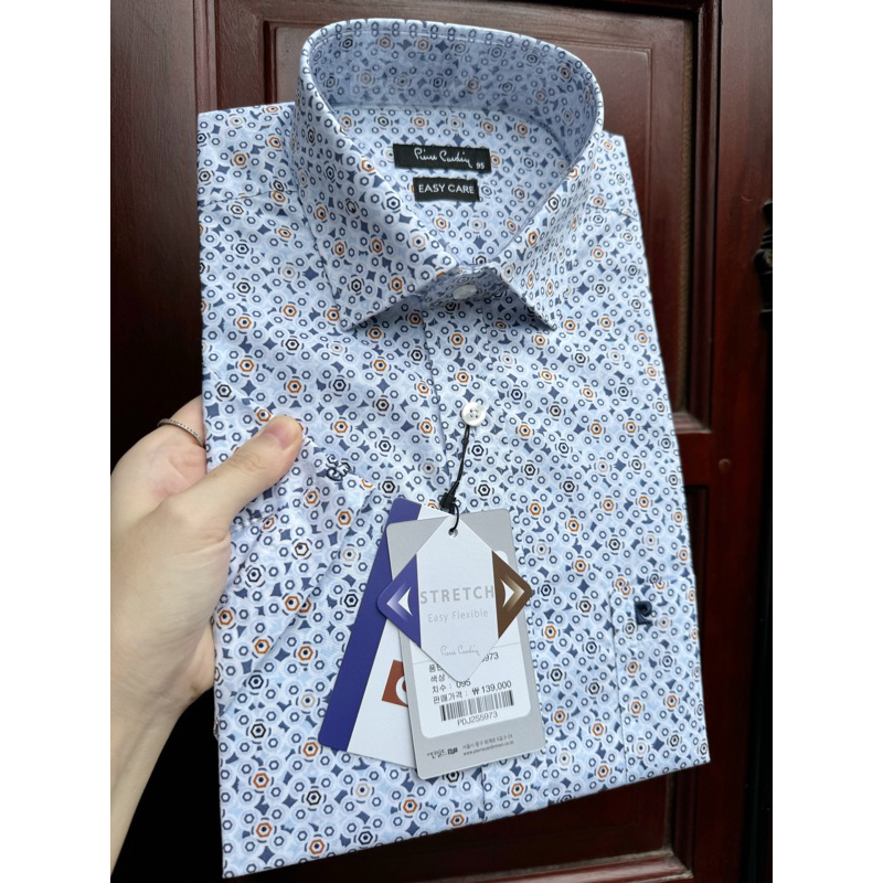 Sơ mi cộc tay nam Pier.re Car.din.16 mầu dáng suông vạt ngang