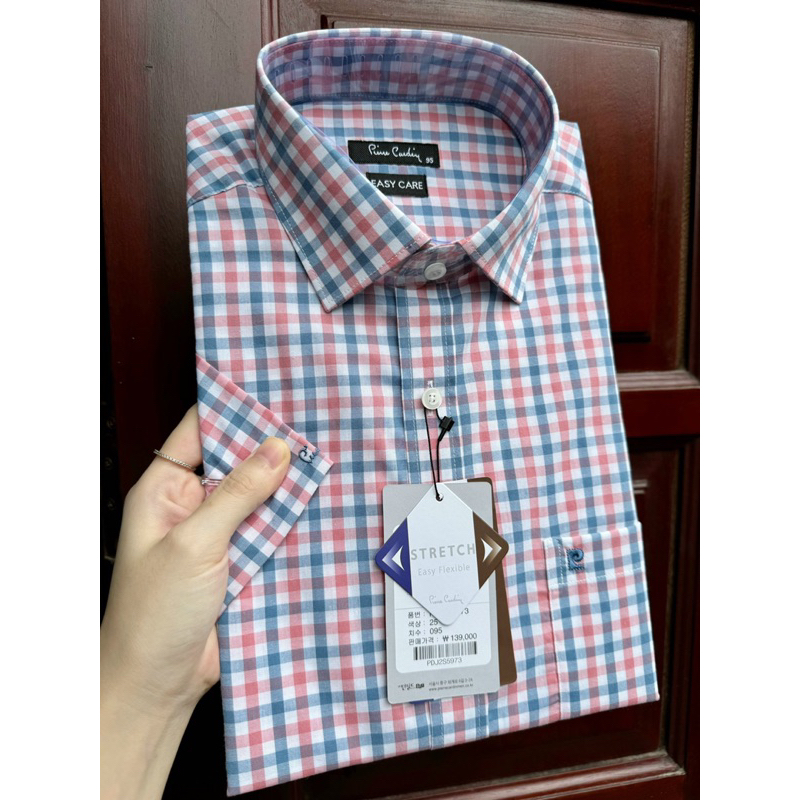 Sơ mi cộc tay nam Pier.re Car.din.16 mầu dáng suông vạt ngang