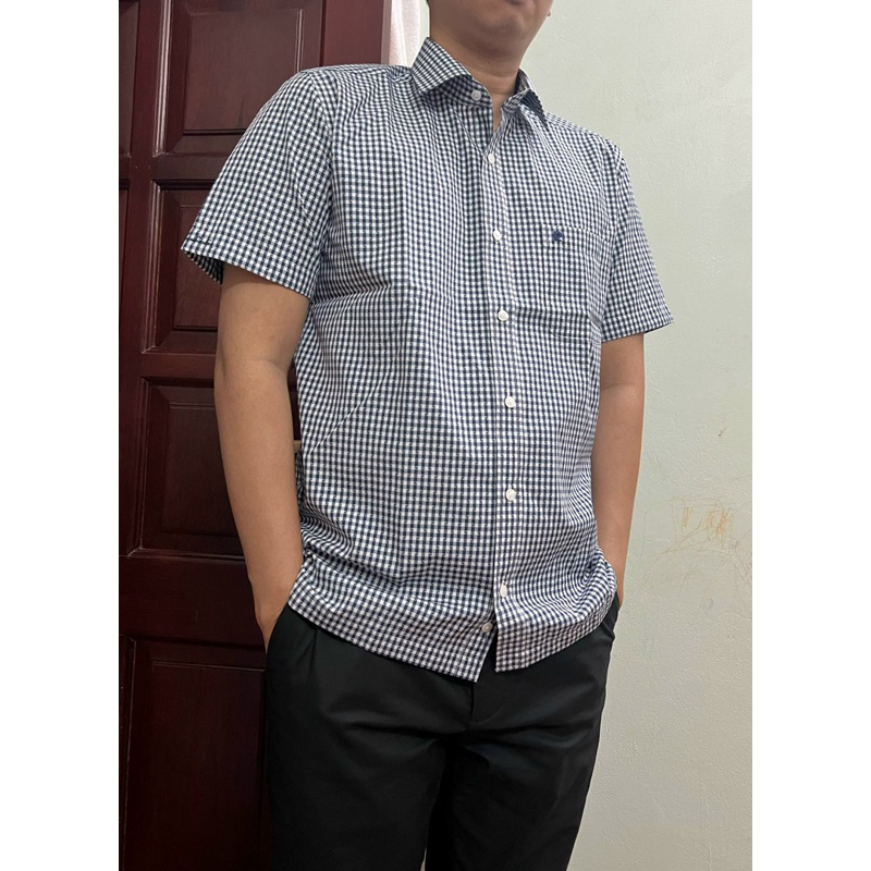 Sơ mi cộc tay nam Pier.re Car.din.16 mầu dáng suông vạt ngang