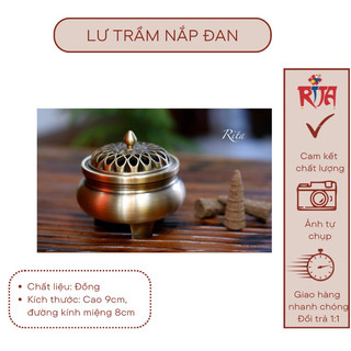 Lư đồng xông trầm, lư đốt trầm hương cao 9cm - Rita shop
