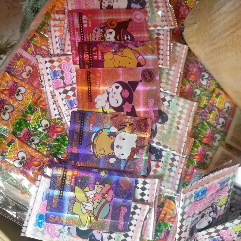Thẻ bài dây mẫu mới về 32 túi mỗi túi 5 thẻ  VIP thẻ Bài SanRiO tráng nhũ lấp lánh
