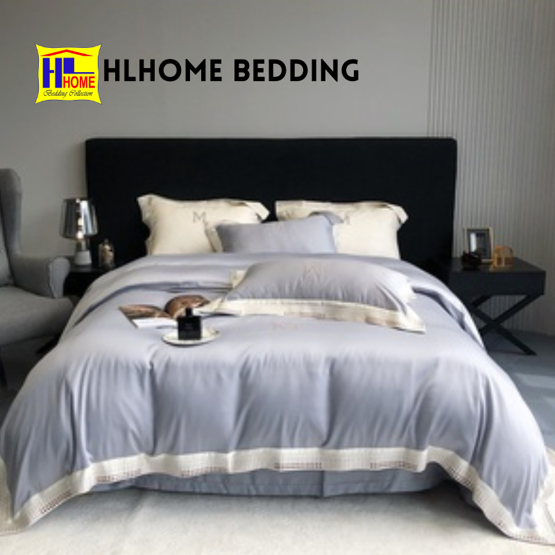 Bộ chăn ga tencel 100s Hlhome C.N cao cấp đủ màu siêu mát, mềm mịn
