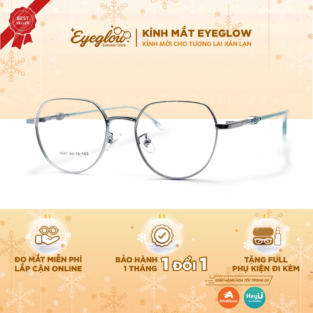 Gọng kính cận kim loại Eyeglow chất liệu Titan cao cấp bền hợp thời trang EG5581