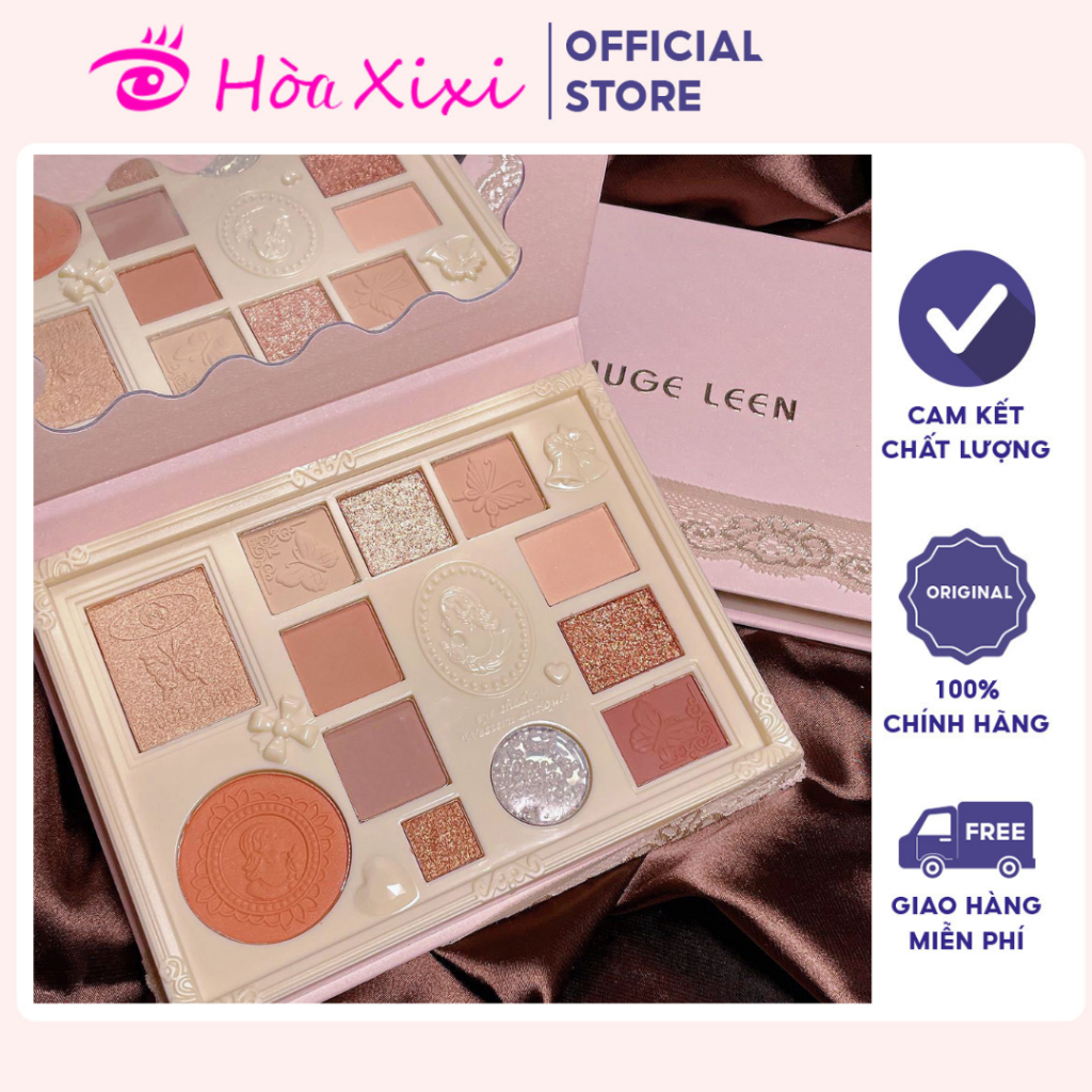 Muge LEEN Bảng Phấn Mắt Má Hồng Bắt Sáng Đa Năng