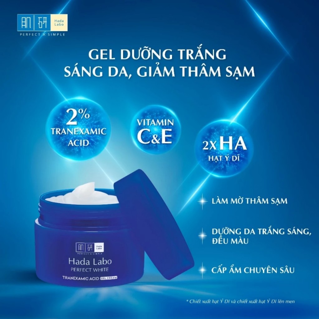 Gel Dưỡng Trắng Da Tối Ưu Hada Labo Perfect White Tranexamic Acid Gel 50g