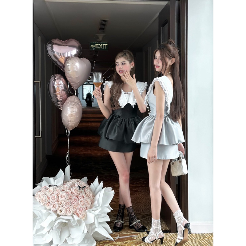 👚 SET PEPLUM VIỀN REN + CHÂN VÁY