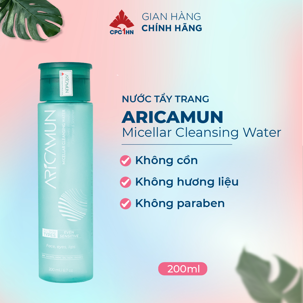 Nước Tẩy Trang Và Làm Sạch Sâu Cho Da Dầu Khô Mụn Nhạy Cảm Mềm Mịn ARICAMUN Micellar Cleansing Water 200ml