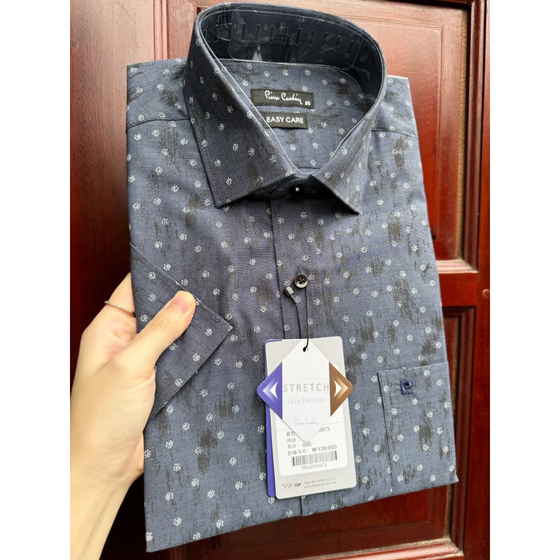 Sơ mi cộc tay nam Pier.re Car.din. 12 mầu tuyển chọn dáng suông vạt ngang