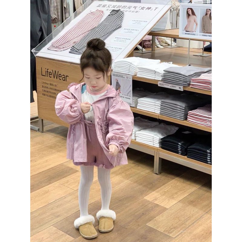 Bộ áo khoác hồng 3 món phong cách Hàn cho bé gái