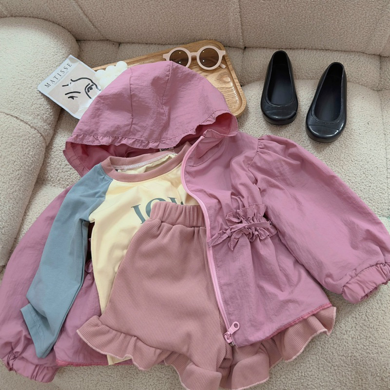 Bộ áo khoác hồng 3 món phong cách Hàn cho bé gái