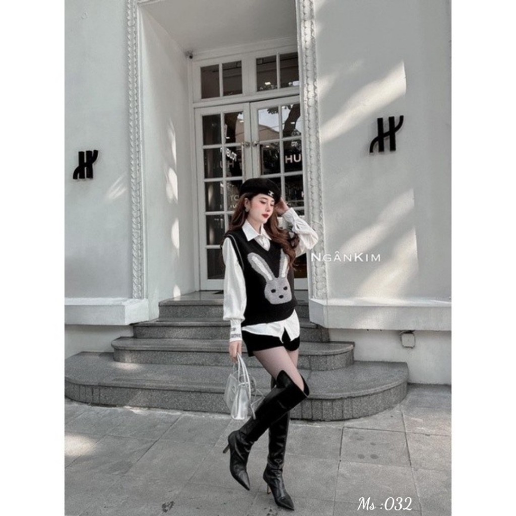 Áo gile len thỏ hàng QC chất dày đẹp
