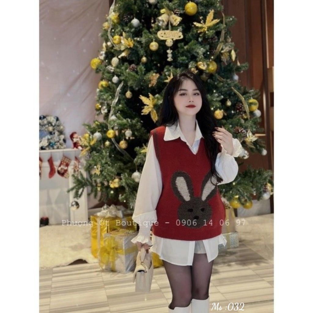 Áo gile len thỏ hàng QC chất dày đẹp