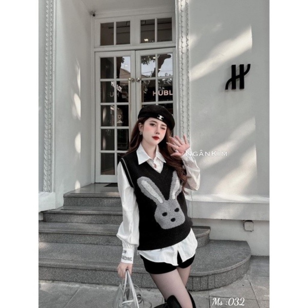 Áo gile len thỏ hàng QC chất dày đẹp