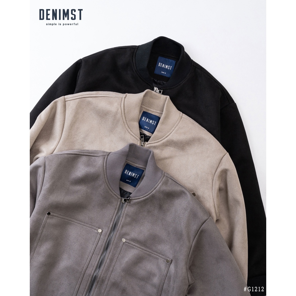 Áo Khoác Nam Bomber DENIMST G1212 Chất Liệu Da Lộn, Dáng Slim Fit