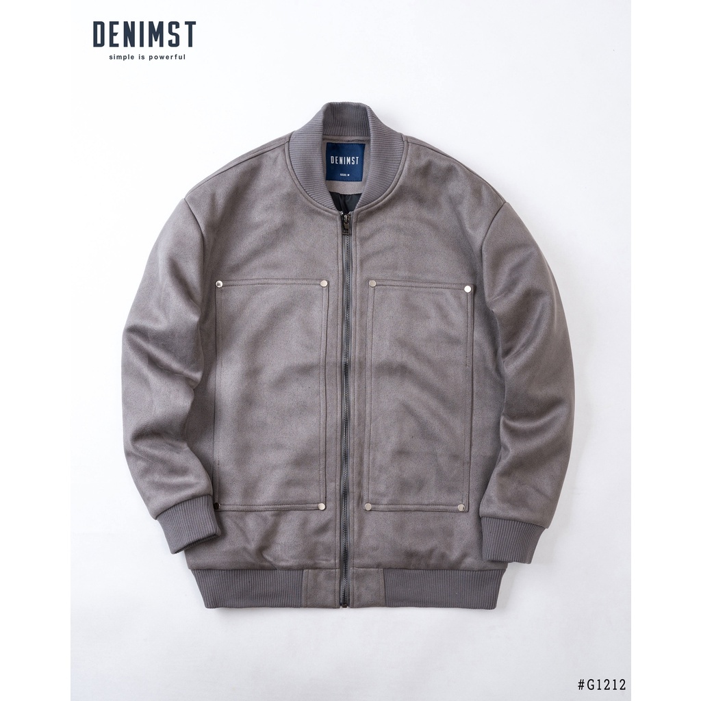 Áo Khoác Nam Bomber DENIMST G1212 Chất Liệu Da Lộn, Dáng Slim Fit