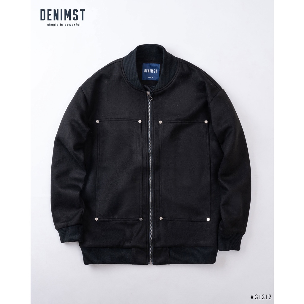 Áo Khoác Nam Bomber DENIMST G1212 Chất Liệu Da Lộn, Dáng Slim Fit