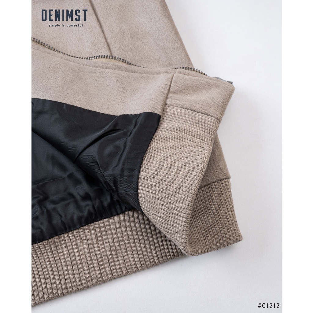 Áo Khoác Nam Bomber DENIMST G1212 Chất Liệu Da Lộn, Dáng Slim Fit