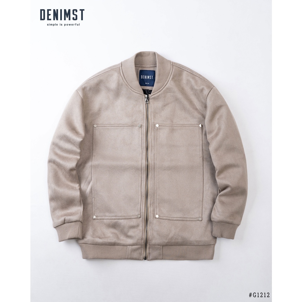 Áo Khoác Nam Bomber DENIMST G1212 Chất Liệu Da Lộn, Dáng Slim Fit