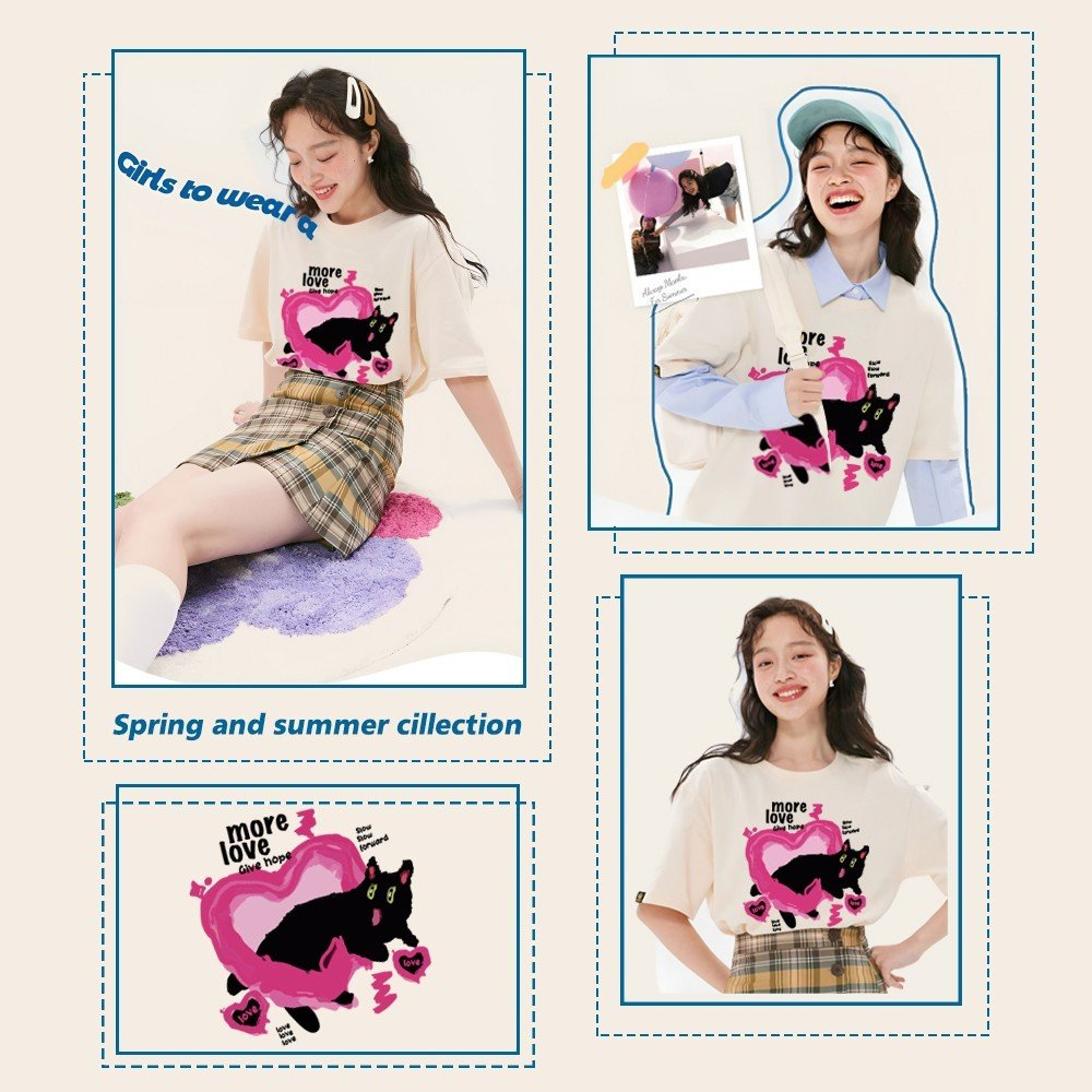 Áo phông nam nữ WEED EVERYDAY Black Cat 1473 form rộng tay lỡ