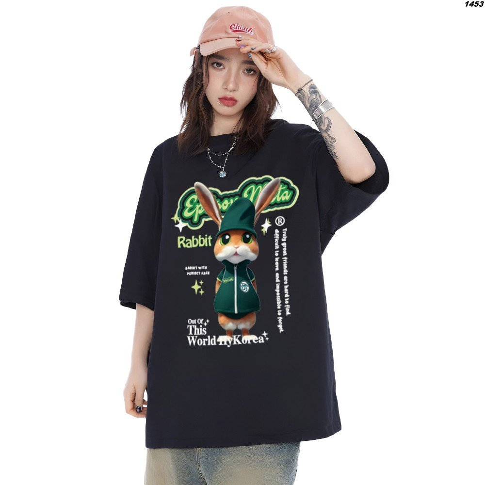 Áo phông Rabbit Jacket 1453 WEED EVERYDAY form rộng tay lỡ unisex