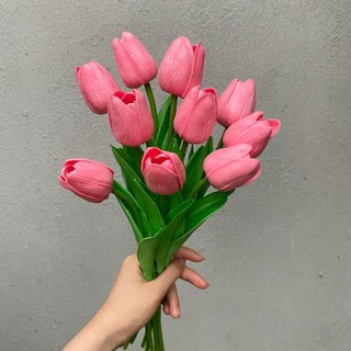 Hoa Giả - Hoa Tulip nhiều màu sắc 33cm trang trí xinh xắn, nhẹ nhàng, phụ kiện decor