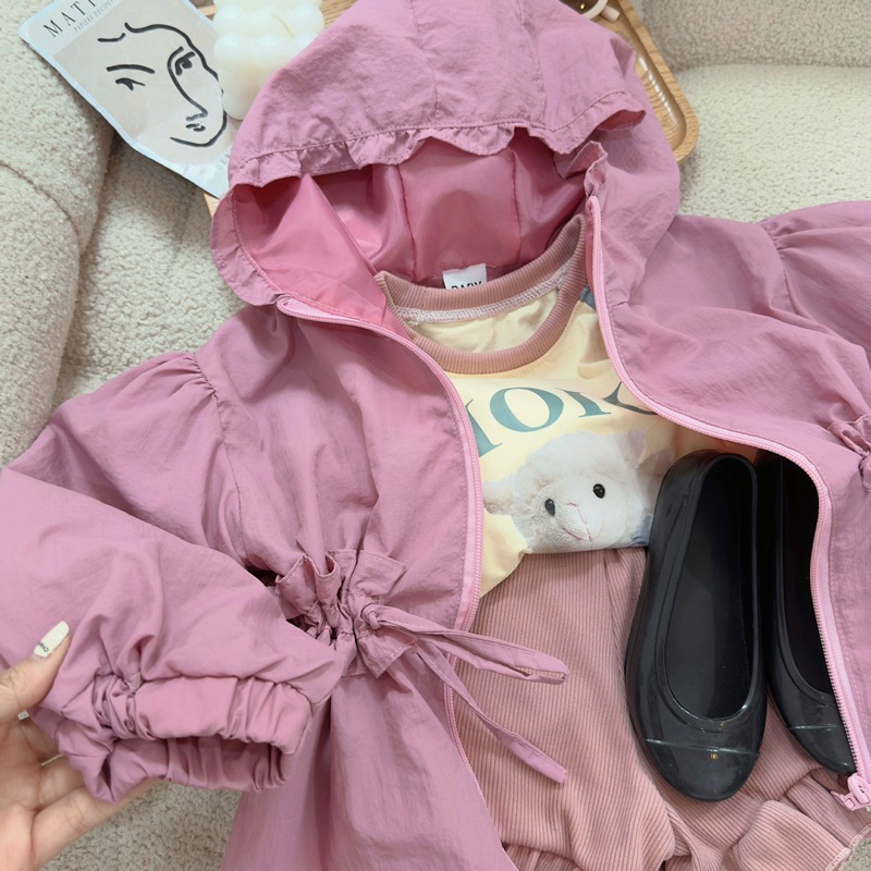 Bộ áo khoác hồng 3 món phong cách Hàn cho bé gái