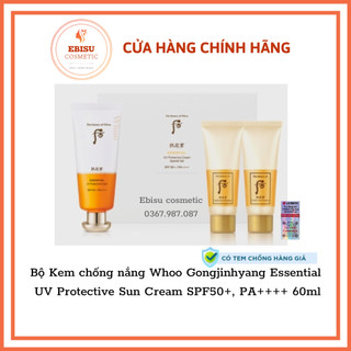Set kem chống nắng Whoo Essential Sun Cream 60ml (tặng kem tẩy và sữa rửa mặt)