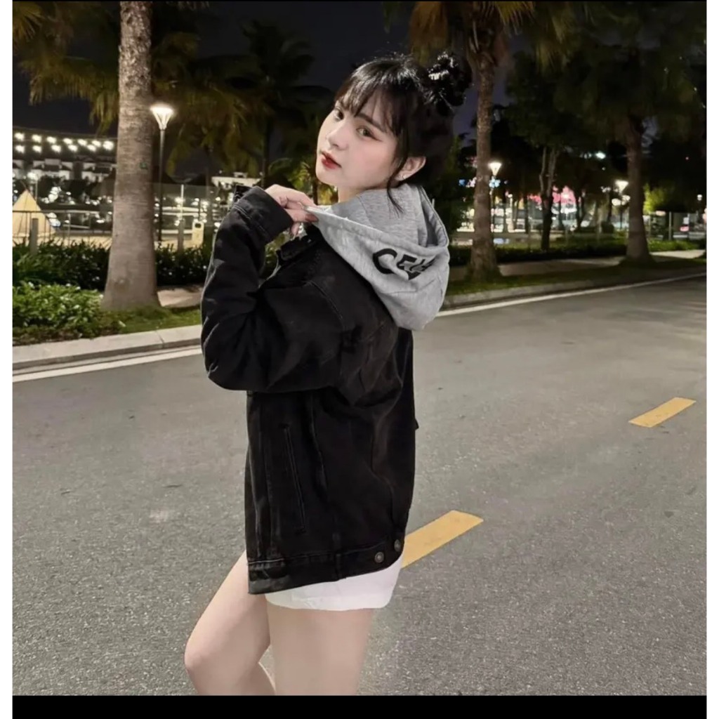 Áo Khoác Bò Celin Mũ 2 Lớp Cao Cấp-Áo Hoodie Khoác Bò Nam Nữ Xám Đen Hàng Đẹp Chuẩn Form