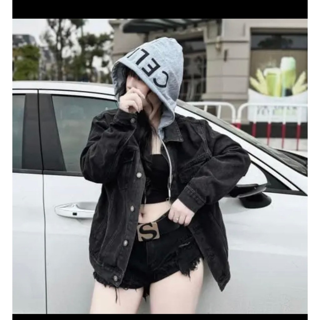 Áo Khoác Bò Celin Mũ 2 Lớp Cao Cấp-Áo Hoodie Khoác Bò Nam Nữ Xám Đen Hàng Đẹp Chuẩn Form