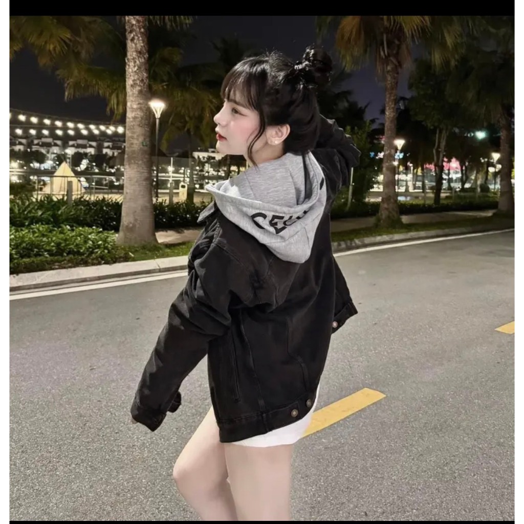 Áo Khoác Bò Celin Mũ 2 Lớp Cao Cấp-Áo Hoodie Khoác Bò Nam Nữ Xám Đen Hàng Đẹp Chuẩn Form