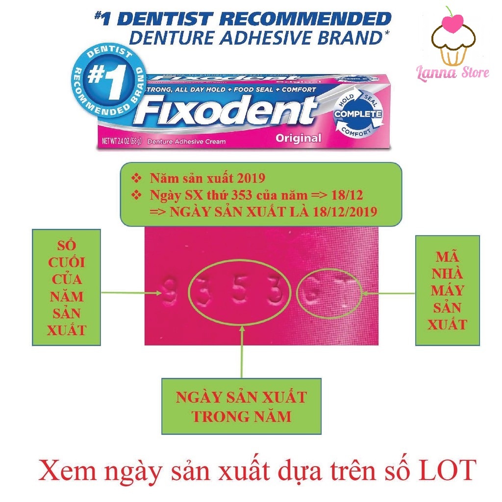 Keo Dán Hàm Răng Giả Fixodent Denture Adhesive Cream Original 68g  Hàng Chính Hãng P&G - USA