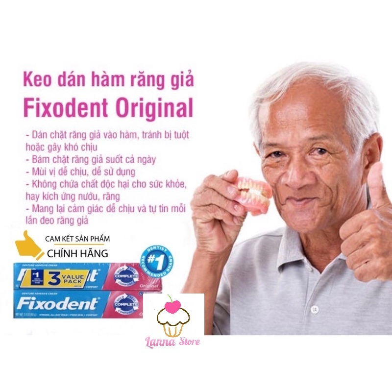 Keo Dán Hàm Răng Giả Fixodent Denture Adhesive Cream Original 68g  Hàng Chính Hãng P&G - USA