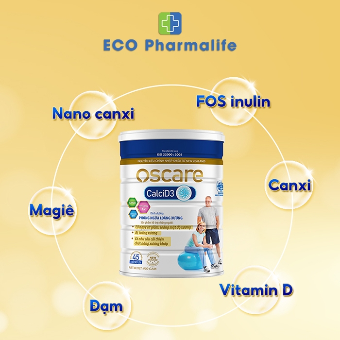 Sữa canxi Oscare Canxi D3 - 900gr - Bổ sung canxi, hỗ trợ phòng ngừa loãng xương