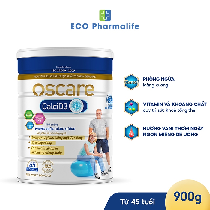Sữa canxi Oscare Canxi D3 - 900gr - Bổ sung canxi, hỗ trợ phòng ngừa loãng xương