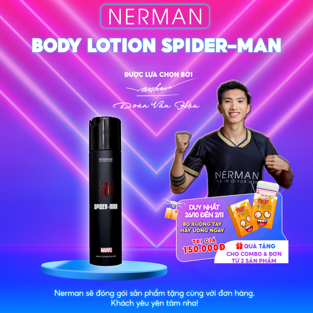 Body lotion Spider Man Marvel Collection Nerman dưỡng thể, dưỡng ẩm cho nam hương nước hoa 180g