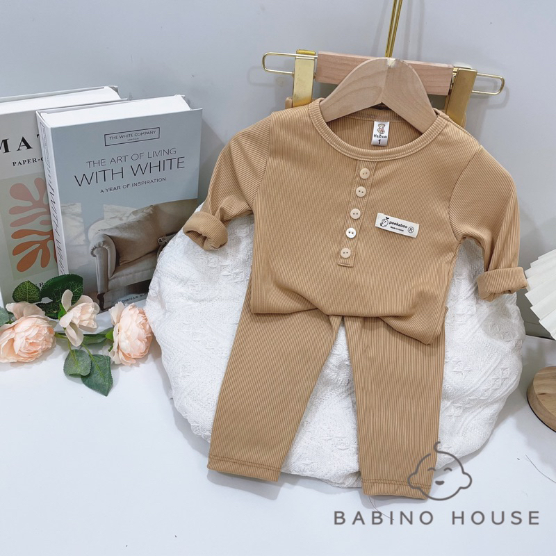 Bộ Dài Tay Bé Trai Bé Gái Chất Vải Tăm Cotton Lạnh Cúc Ngực 5 Nút | Áo Quần Bé Trai, Bé Gái Thu Đông 8kg-18kg