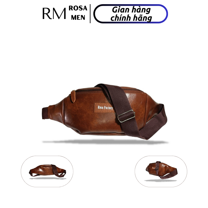 Túi đeo chéo ngực, hông ROSA MEN màu da bò phong cách RM-0012