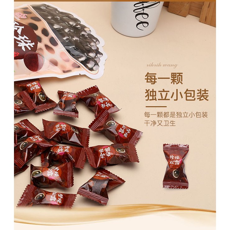 Kẹo Trà Sữa Trân Châu Đường Đen Gói 120G, Kẹo Trà Sữa Đài Loan, đồ ăn vặt nội địa