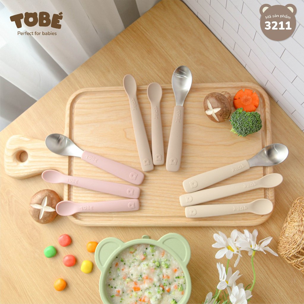 Bộ 3 thìa ăn dặm Silicone Tobe an toàn cho bé