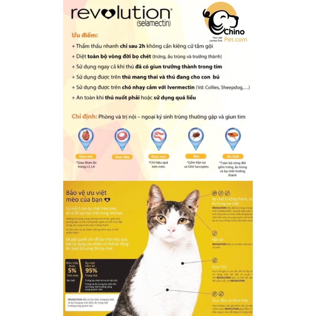 Nhỏ Gáy ZOETIS Revolution Phòng Ngừa & Loại Trừ Bọ Ve Rận cho chó mèo