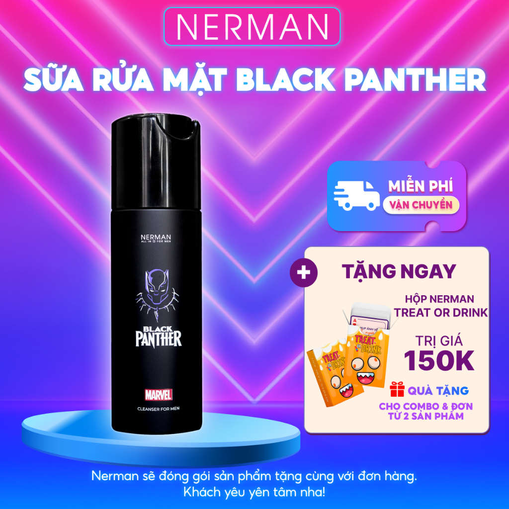 Sữa rửa mặt Black Panther Marvel Collection Nerman dưỡng ẩm cho nam hương nước hoa cao cấp  100g