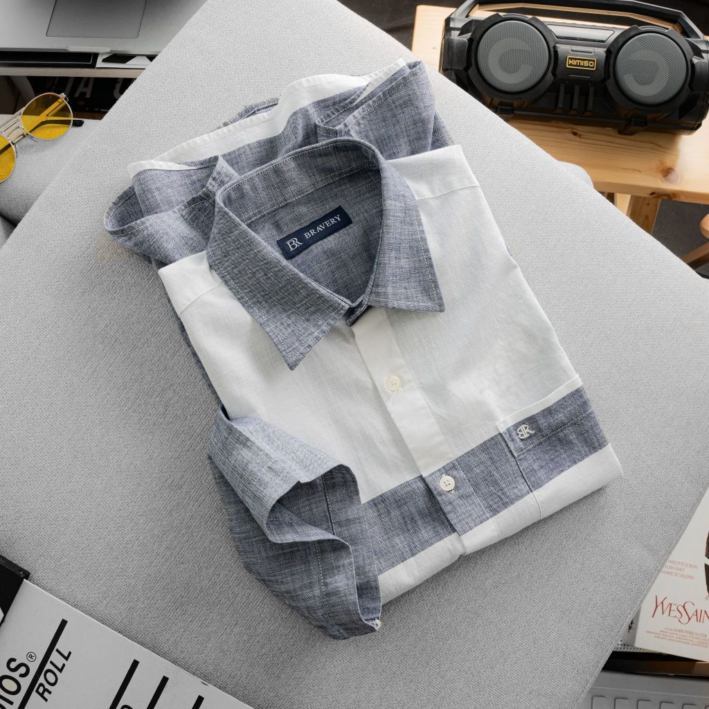 Áo sơ mi linen ROZILEN SỌC tay ngắn mềm mịn thoáng mát, form regular - Bravery