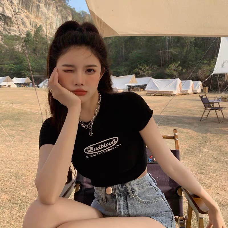 Áo Croptop Ôm In Hình Badblood - Chuly